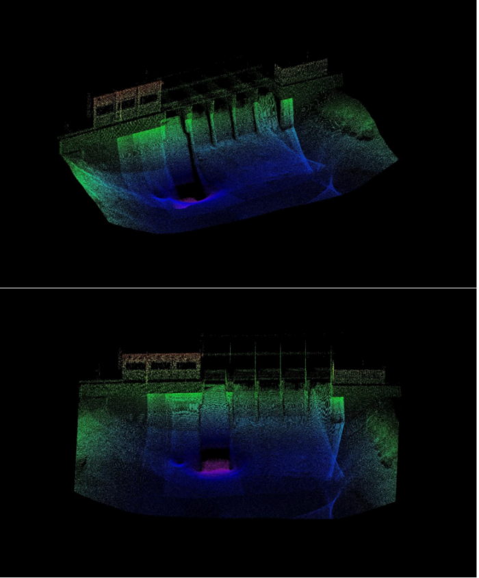 Lessoc Dam combination of LiDAR and multibeam data