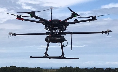 Routescene UAV LiDAR system in flight