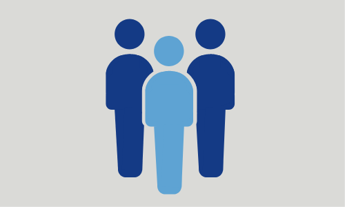 Graphic icon of 3 people to represent the Mapix team in the Mapix blue colours.