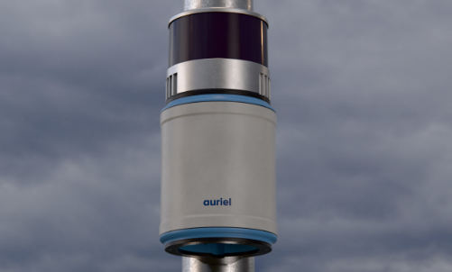 Photograph of Mapix Technologies' Auriel Real-time LiDAR system permanently installed on a lamp post for smart city traffic monitoring.