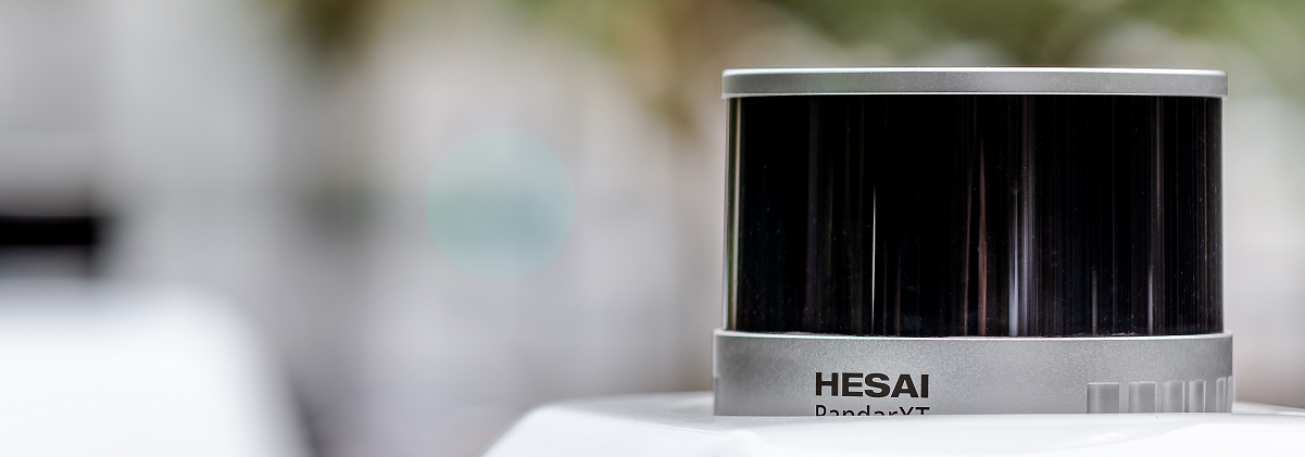 Photograph of Hesai PandarXT32/16 LiDAR sensor